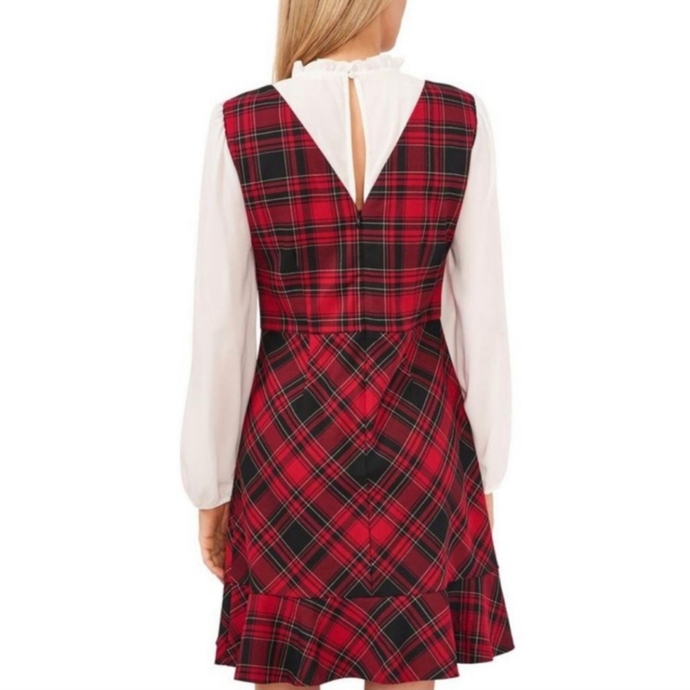 Riley & Rae Red Plaid Long Sleeve Dress - Picture 3 of 3